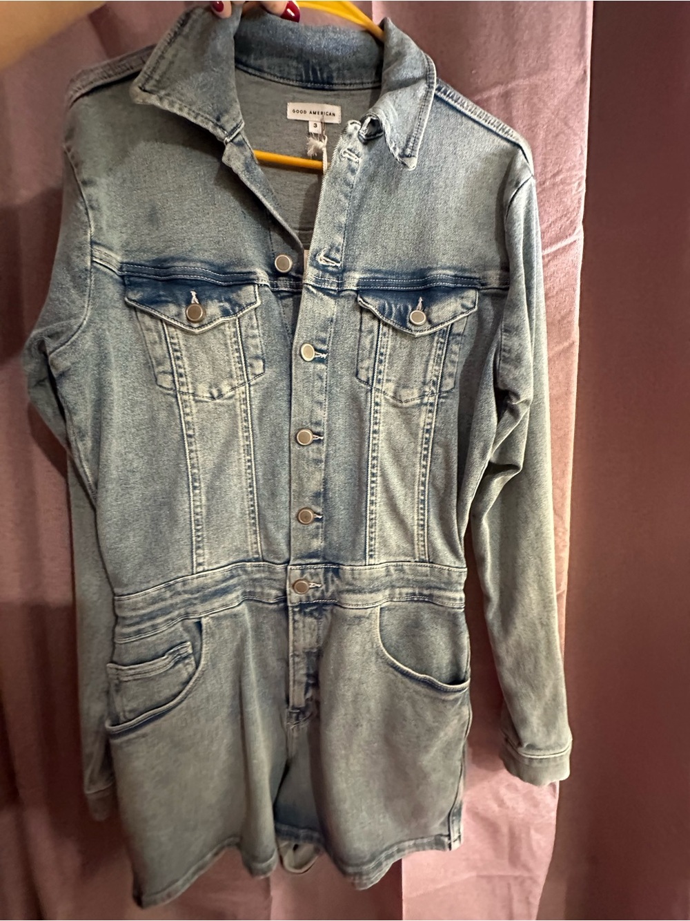 Good American Light Blue Denim Overalls Jumpsuit size 3 NWT!